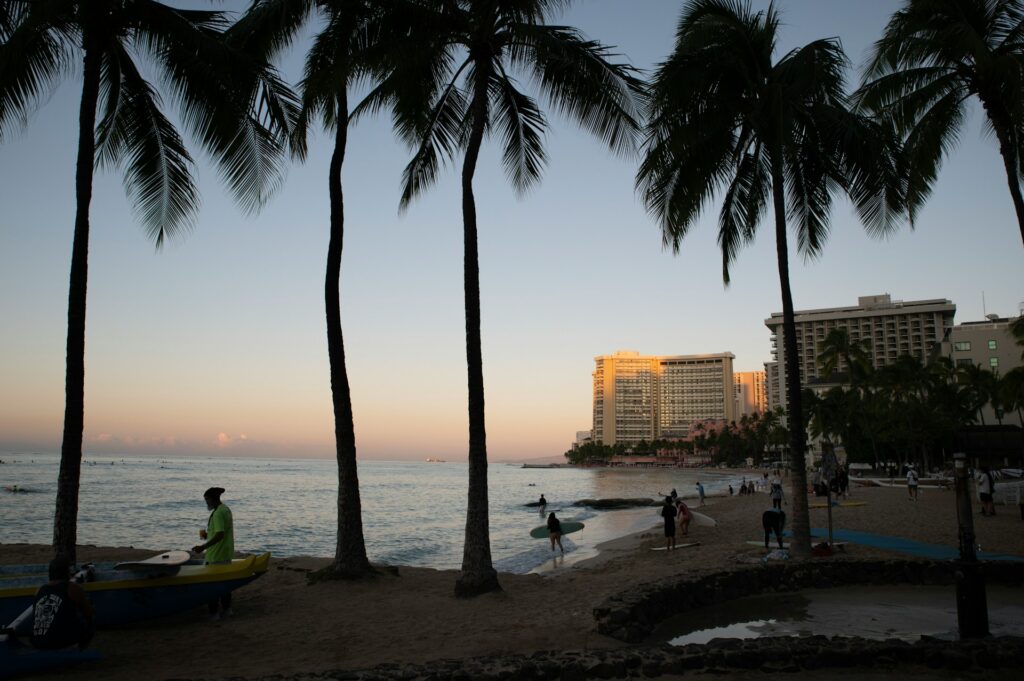 Sunset on Waikiki beach